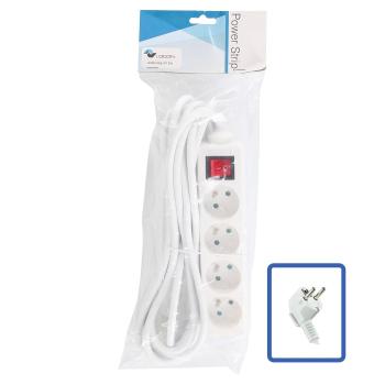 LOGON 4-WAY POWER STRIP: WHITE - (LPS070)