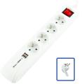 LOGON 4-WAY+2 USB POWER STRIP: 