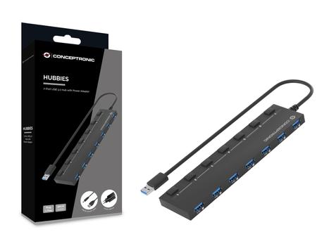 CONCEPTRONIC HUBBIES19BP 7-Port-USB 3.0-Hub mit Netzteil (HUBBIES19BP)
