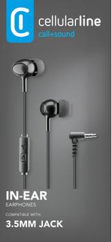 CELLULAR LINE CL Stereo Handsfree Voice, Svart Ørepropper,  3.5 mm m/ mikrofon (AUINEARK)