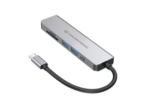 CONCEPTRONIC 6in1 USB3.1/ C->2xUSB 3.0, HDMI, SD/ TF Kartenleser (DONN02G)