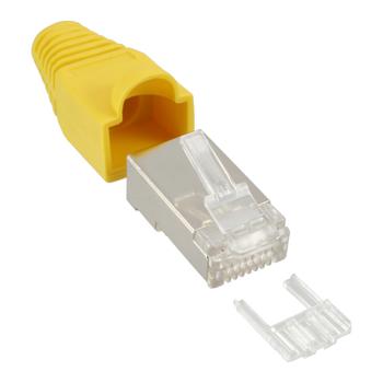 INLINE Crimp Connector RJ45 8P8C shielded with threader + bend protection yellow 10 pcs. (74510Y)