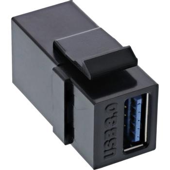 INLINE USB 3.1 Snap-In module, USB-A F/F, black housing (76202L)