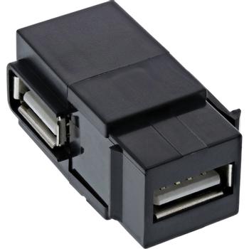 INLINE USB 2.0 Snap-In module, USB-A F/F, angled, black housing (76202J)