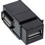 INLINE USB 2.0 Snap-In module, USB-A F/F, angled, black housing (76202J)