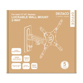 DELTACO Office Lockable 2-way Monitor Mount, 13"-42", 15kg, 75x75-200x200 (ARM-0266)