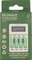 Deltaco batterilader - med batteri - 4 x AAA