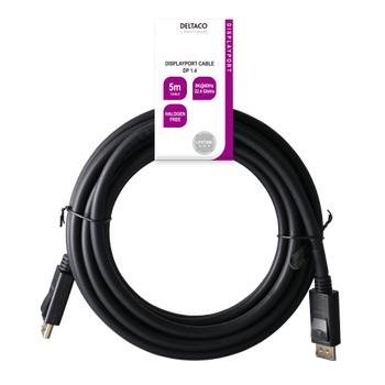 DELTACO DisplayPort cable, DP 1.4, 8K@60Hz, 5m, black (DP8K-1050-LSZH)