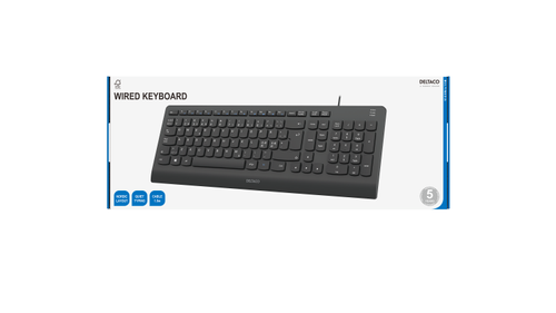 DELTACO Wired, Full size, silent low-profile keyboard, Black (TB-803)