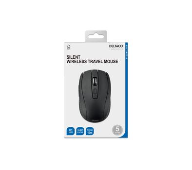 DELTACO Silent Wireless Traveling Mouse, 5 Buttons, 600-1200 DPI,black (MS-809)