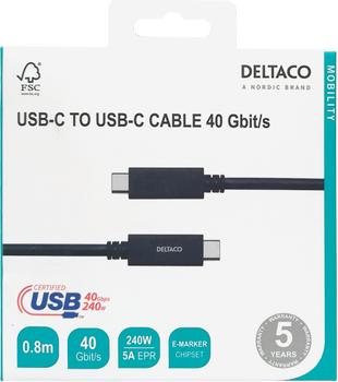 DELTACO USB4 gen3, USB-C - USB-C, 5A EPR, black, 0,8m (USBC-4008M)