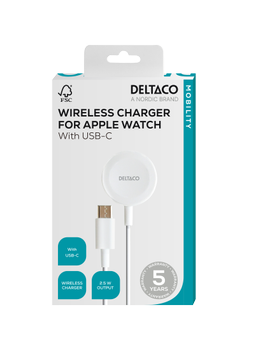 DELTACO Apple Watch charger, USB-C, 1 m fixed cable (AWC-101)