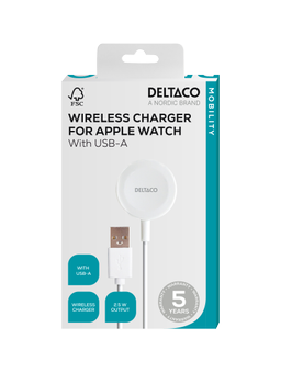 DELTACO Apple Watch charger, USB-A, 1 m fixed cable (AWC-100)