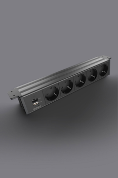 DELTACO OFFICE Under-desk Outlet angled,5 outlet, 1x21W A+C USB,GST18 (GT-1105)