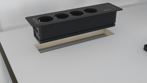 DELTACO OFFICE Recessed Outlet Box,4 outlets, GST18 in,end cap out (GT-1304)