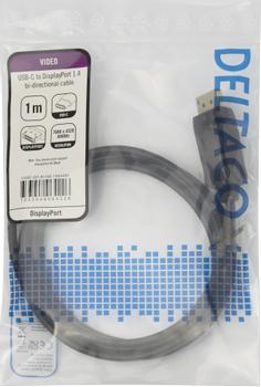 DELTACO USB-C - DP 1.4 cable, BiDirectional,  1m, black (USBC-DP-BI100)