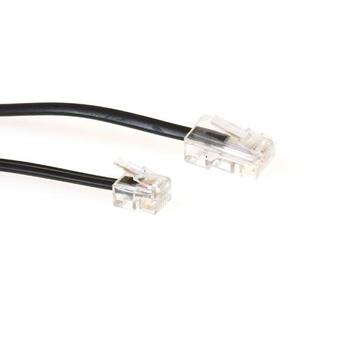 ACT Black 1 meter flat telephone cable with RJ11 and RJ45 connectors (TD5306)
