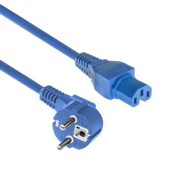 ACT Powercord mains connector CEE 7/7 male (angled) - C15 blue 1.5 m (AK5295)