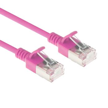 ACT Pink 0.25 meter LSZH U/FTP CAT6A datacenter slimline patch cable snagless with RJ45 connectors (DC7452)