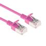 ACT Pink 0.25 meter LSZH U/FTP CAT6A datacenter slimline patch cable snagless with RJ45 connectors