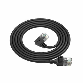 ACT Black 2 meters U/UTP CAT6A LSZH Slimline patch cable with RJ45 connectors 90° angled left to straight (DC1902)
