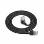 ACT Black 0.25 meters U/UTP CAT6A LSZH Slimline patch cable with RJ45 connectors 90° angled down to straight (DC3952)