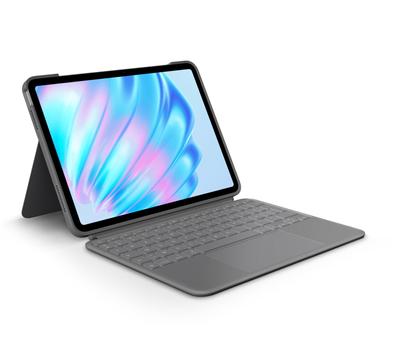 LOGITECH Combo Touch - Tangentbord och foliefodral - med pekdyna - bakgrundsbelyst - Apple Smart connector - AZERTY - fransk - oxford-grå - för Apple (920-012631)