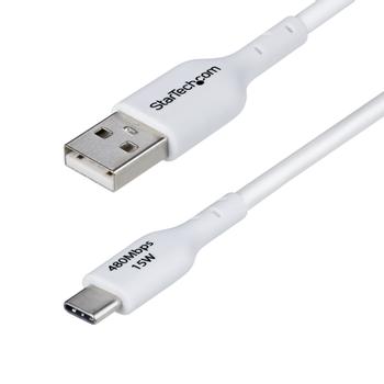 STARTECH StarTech.com 2m (6.6ft) White USB-A to USB-C Charging Cable/ Cord,  M/M - USB-Kabel - USB (M) zu USB-C (M) - USB 2.0 - 3 A - 2 m - halogenfrei,  passiv, laden und synchronisieren,  USB Fast Charge (15W) - (USB2AC2MNCWHE)