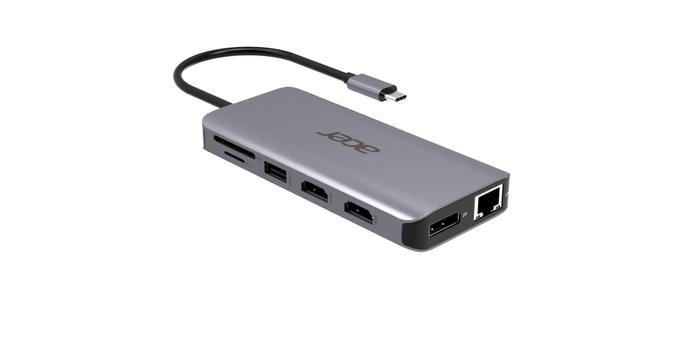 Acer 12-In-1 Type-C Adapter - dokkingstasjon - USB-C - 2 x HDMI, DP - 1GbE (HP.DSCAB.009)