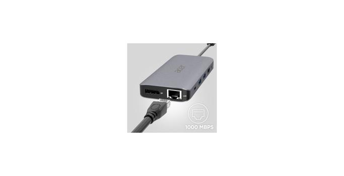 Acer 12-In-1 Type-C Adapter - dokkingstasjon - USB-C - 2 x HDMI, DP - 1GbE (HP.DSCAB.009)