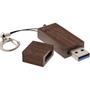 INLINE USB 3.0 Flash drive, woodline walnut, with Keychain, 8GB