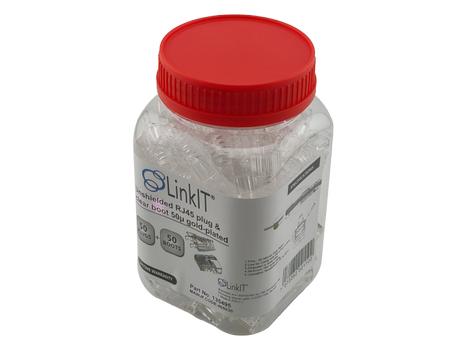 LinkIT Unshielded RJ45 plug & clear boot 50µ gold-plated | AWG23-26 | 50 of each (LI-RJ45UTP-PB-563)