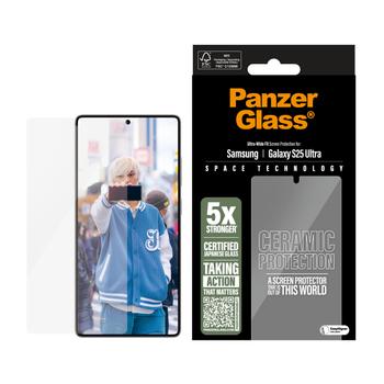 PanzerGlass Galaxy S25 Ultra Ceramic Skjermbeskytter Ultra-Wide Fit, Space Technology,  Sertifisert japansk glass (PGRUWFCG38488)