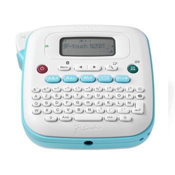 BROTHER PT-N25BT Portable model (light blue/ white) 12 mm Btag tape 180 dpi max. 2 lines of printing per label 15 frames 3 fonts QWERTY 16 characters x 1 line graphic LCD display 250 symbols Bluetooth (PTN25BTQL1)