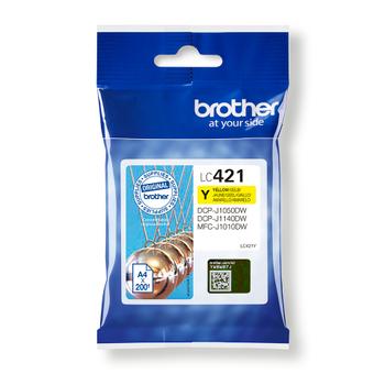 BROTHER 200-page standard capacity Yellow ink cartridge for DCP-J1050DW MFC-J1010DW and DCP-J1140DW (LC421Y)