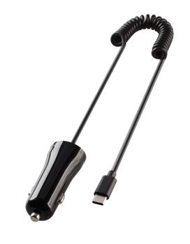 VIVANCO Car Charger USB-C 2.4A with 1m spiral cable Black (62785)