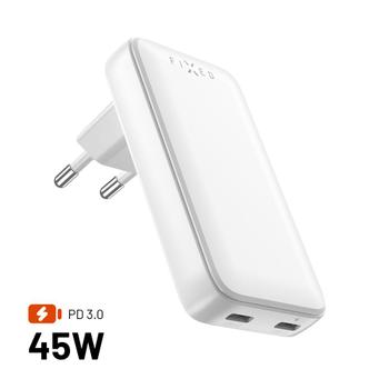 FIXED Slim GaN 90 Super Fast 2x USB-C charger 45W White (FIXCG45S-2C-WH)