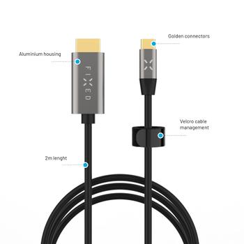 FIXED USB-C to HDMI 4K/60 Hz USB 3.1 Gen2 cable 2m Black (FIXHU-CHDMI-GR)