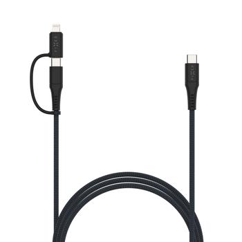 FIXED 2in1 Combo 60W USB-C/ Lightning cable 1.2m Black (FIXDB-CCL12-GR)