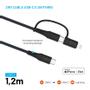 FIXED 2in1 Combo 60W USB-C/ Lightning cable 1.2m Black (FIXDB-CCL12-GR)