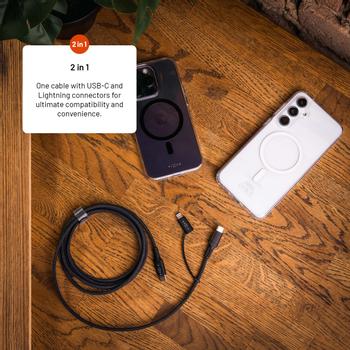 FIXED 2in1 Combo 60W USB-C/ Lightning cable 1.2m Black (FIXDB-CCL12-GR)