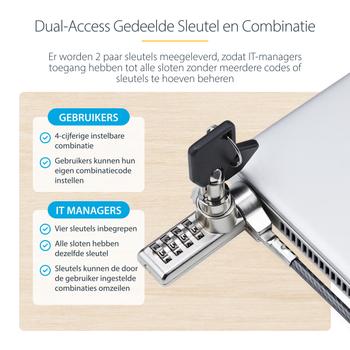 STARTECH 10PK KSLOT LAPTOP LOCK 6.5FT COMPUTER CABLE LOCK ACCS (DUALKA10-LAPTOP-LOCK)