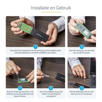 StarTech M.2 SSD Enclosure for M.2 SATA SSDs - USB 3.1 (10Gbps) with USB-C Cable - External Enclosure for USB-C Host - Aluminum (SM21BMU31C3) - drevkabinett - SATA 6Gb/s - USB 3.1 (Gen 2) (SM21BMU31C3)