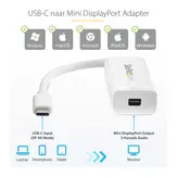 StarTech USB-C to Mini DisplayPort Adapter - 4K 60Hz - White - USB 3.1 Type-C to Mini DP Adapter (CDP2MDP) - DisplayPort-adapter - 24 pin USB-C til Mini DisplayPort - 18 cm (CDP2MDP)