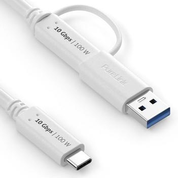 PURELINK IS2512-005 | USB-C/ USB-A - USB-C | 3.2 Gen 2 | DP Alt Mode | 0.5m | White (IS2512-005)