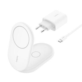 BELKIN BOOST CHARGING STAND 2-IN-1 MAGNETIC QI2 15W WHITE ACCS (WIZ028VFWH)