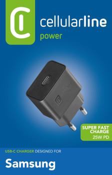 CELLULAR LINE Vegglader 25W PD (Samsung) USB-C utgang, u/kabel Hvit (ACHSMUSBCPD25WK)