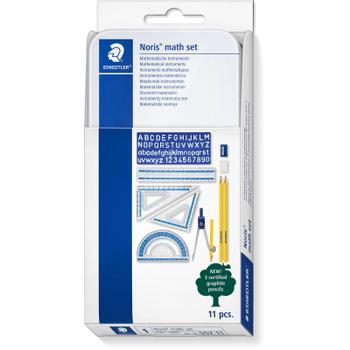 STAEDTLER Noris matematiksæt passer, linealer, blyanter mm. 11 dele (557 11)