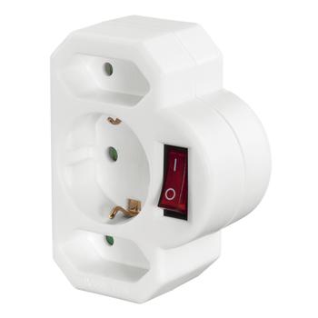 HAMA Socket Adapter 3-way with Switch White (00223217)