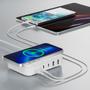 4smarts GaN 7-i-1 100W Trådløs ladestasjon (hvit) QI 15W, 2xUSB-A, 4xUSB-C